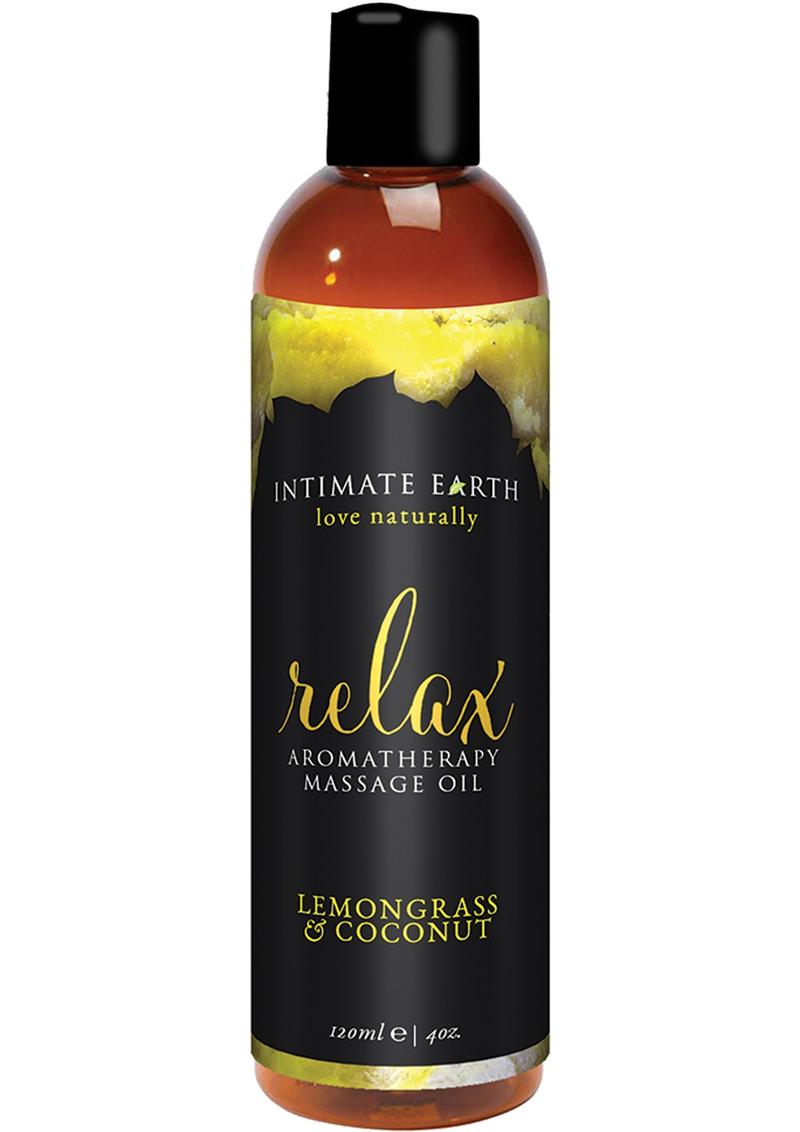 Intimate Earth Relax Aromatherapy Massage Oil Lemongrass and Coconut