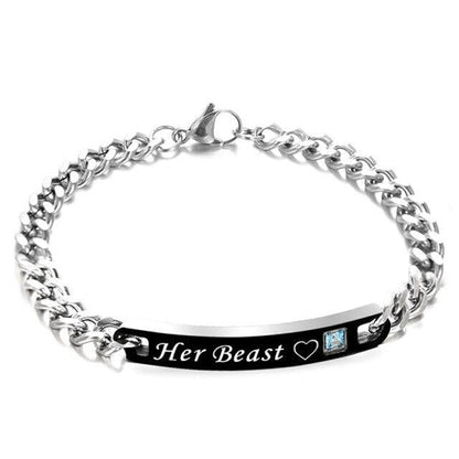 Luxury Couple Titanium Steel Alloy King Queen Bracelet Alloy Pendant Lover Letter Bracelet Attraction Distance Relationship Couples Bracelet For Men Women Bracelets Matching Link Chain Elegant Bracelets
