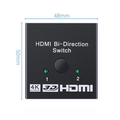 4K HDMI Switch Splitter 2 Ports Bi-Directional HDMI Switch 2 Port Display Selector Switcher Splitter Supports Ultra HD 4K 1080P 3D HDR For HDTV Gaming