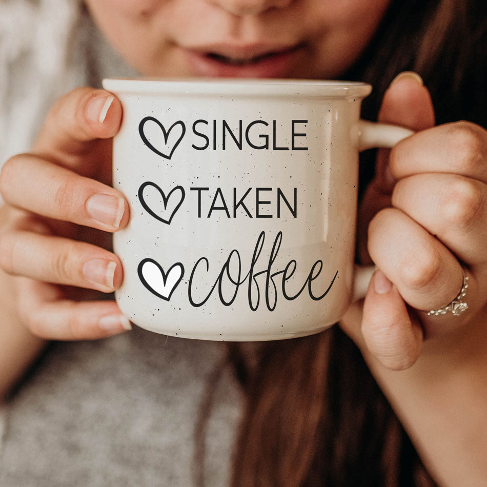 Single Taken Coffee Ceramic Mug 14.5oz Funny Relationship Status Gift