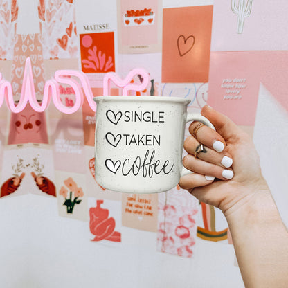 Single Taken Coffee Ceramic Mug 14.5oz Funny Relationship Status Gift